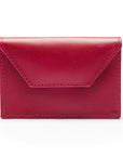 Leather business card holder, burgundy, front