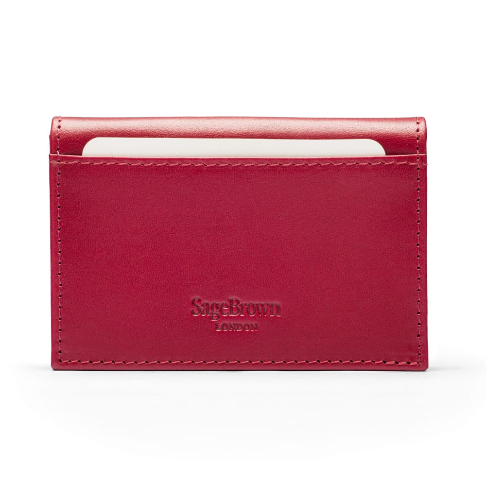 Leather business card holder, burgundy, back