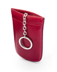 Leather key case with squeeze spring opening, burgundy, front