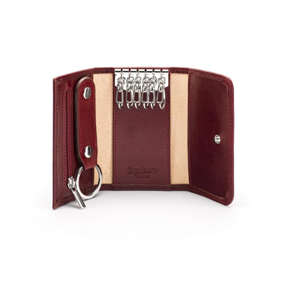 Leather key wallet, burgundy, inside