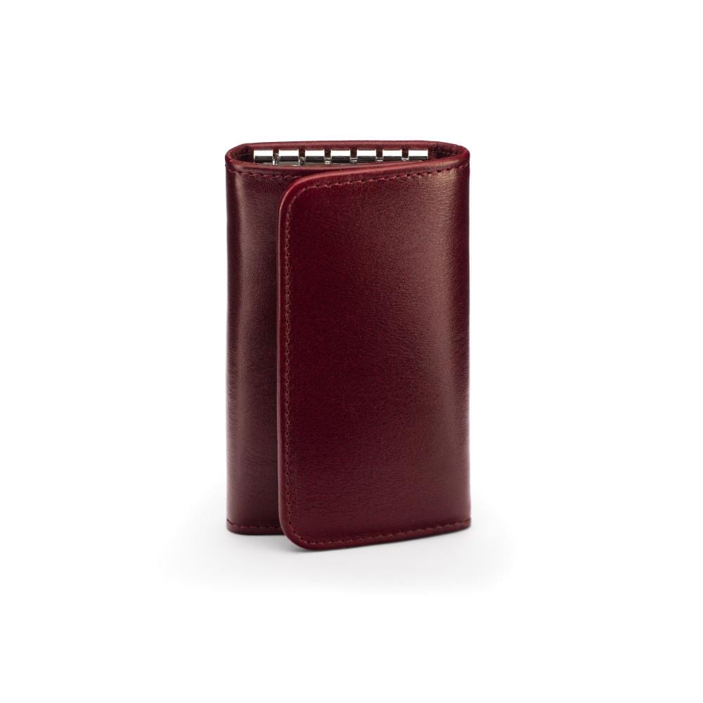 Leather key wallet, burgundy, front