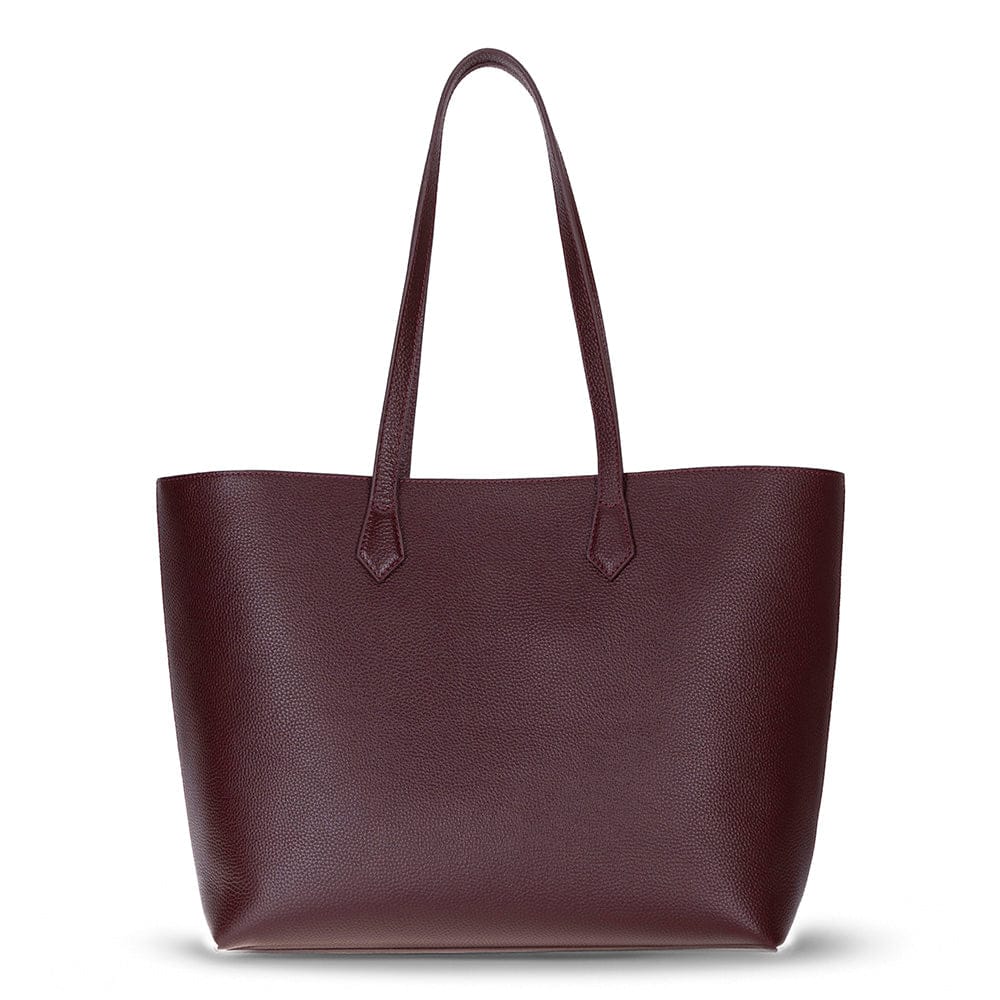 Leather tote bag, burgundy, front