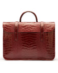 Leather music bag, burgundy croc, front view