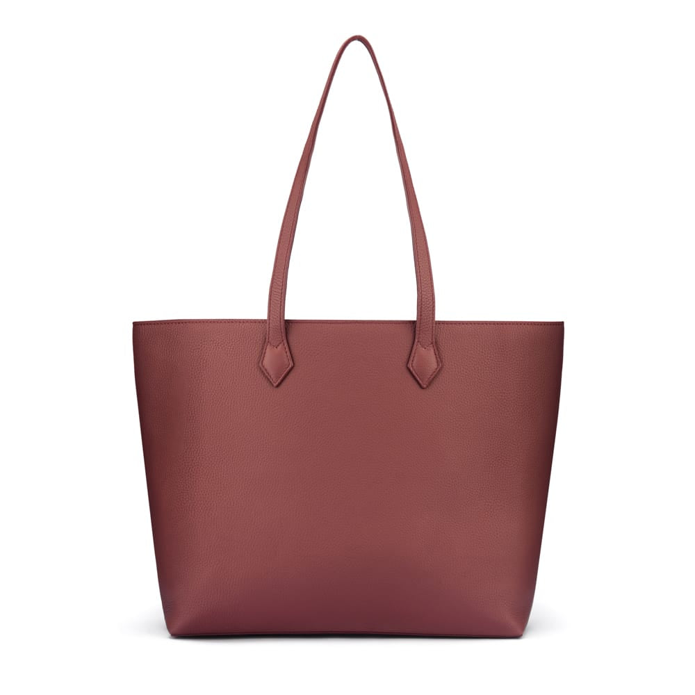 Luxury Leather Tote Bag and Shopper, Burgundy, front