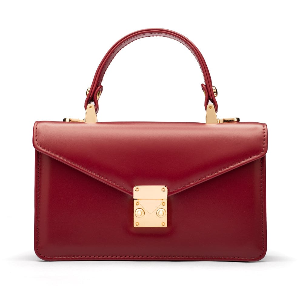 Maya top handle bag, burgundy, front