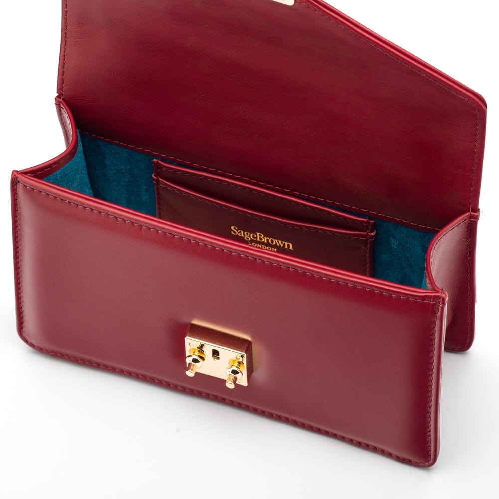 Maya top handle bag, burgundy, inside
