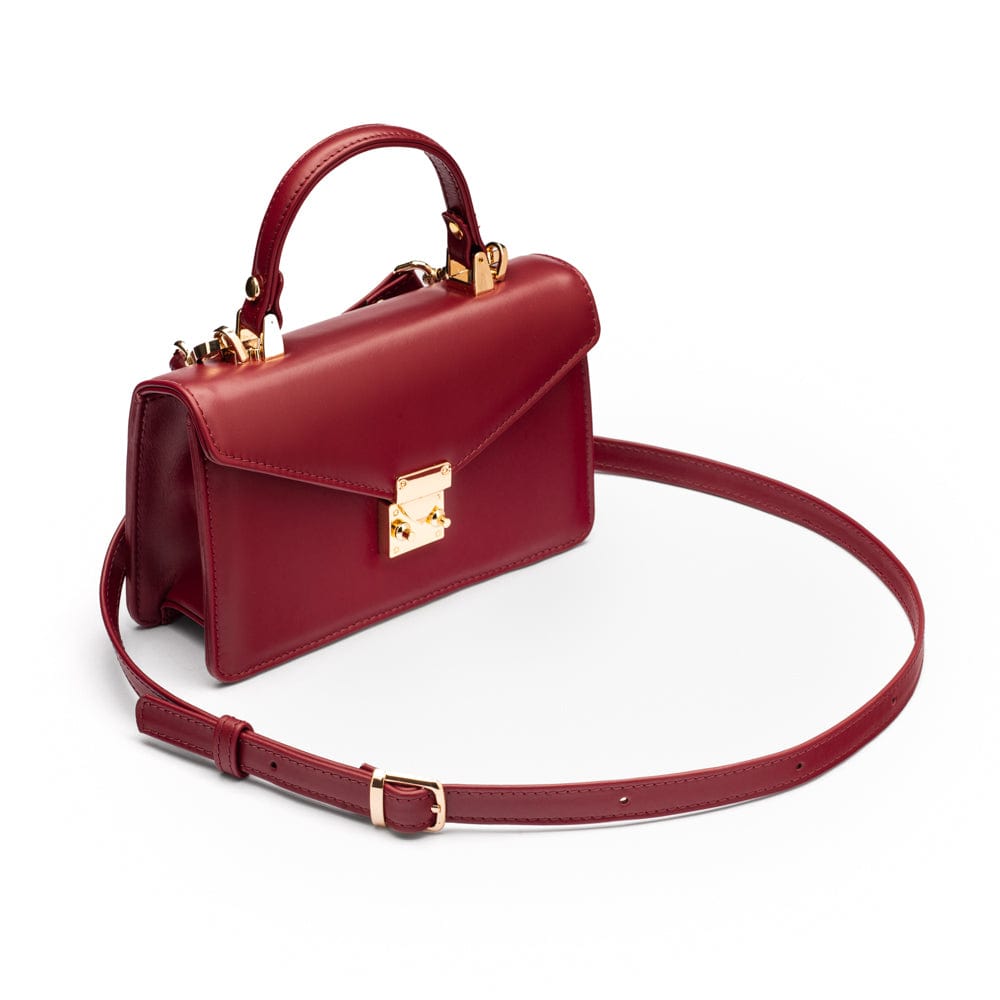 Maya top handle bag, burgundy, side