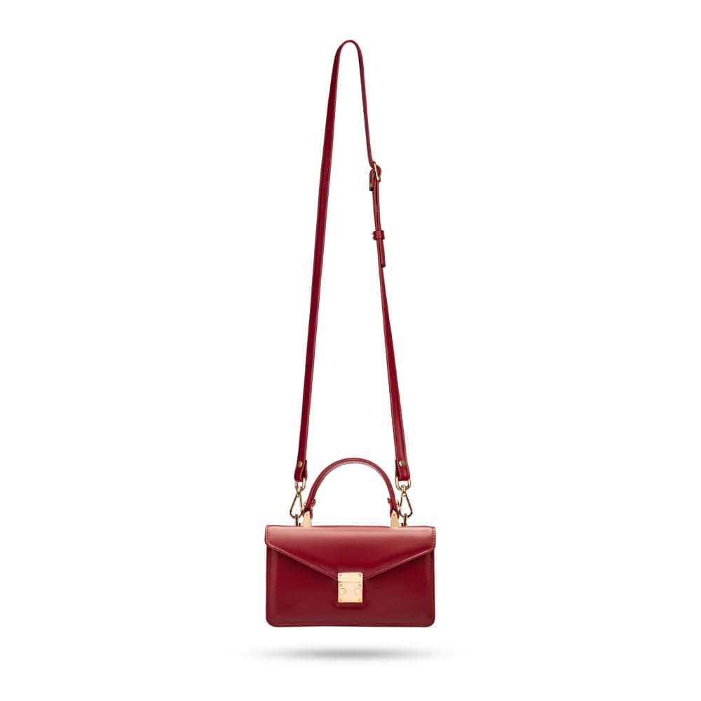 Maya top handle bag, burgundy, with shoulder strap