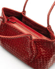 Midi woven leather bag, burgundy, inside