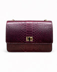 Mini Julia bag, real burgundy python, front view
