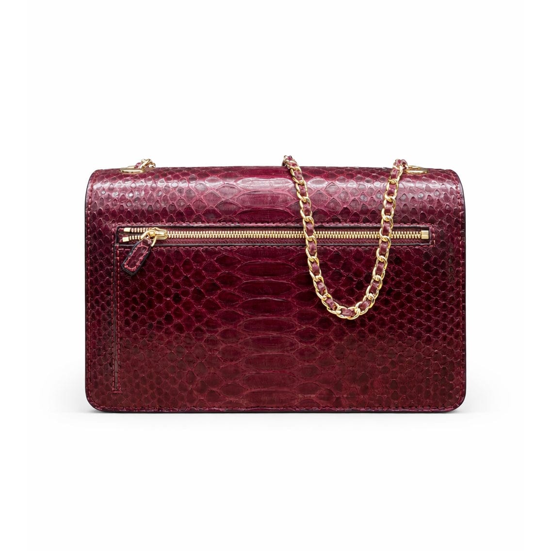 Mini Julia bag, real burgundy python, back