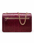 Mini Julia bag, real burgundy python, back