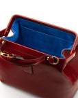 Mini leather Gladstone bag, burgundy, open