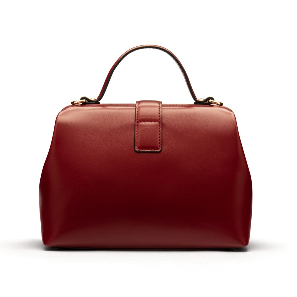 Mini leather Gladstone bag, burgundy, back