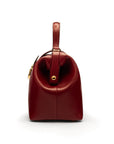 Mini leather Gladstone bag, burgundy, side