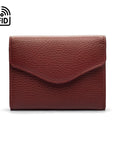 RFID Large leather purse with 15 CC, burgundy, front