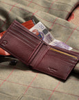 RFID leather wallet, burgundy, lifestyle