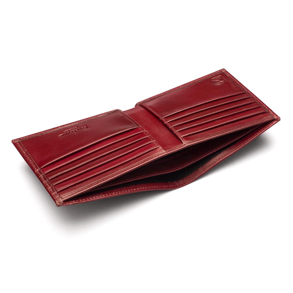 RFID wallet in bridle hide leather, burgundy, inside