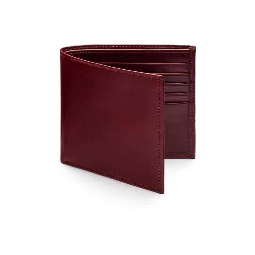 RFID wallet in bridle hide leather, burgundy, front