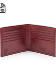 RFID wallet in bridle hide leather, burgundy, open