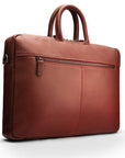 17" slim leather laptop bag, burgundy, front