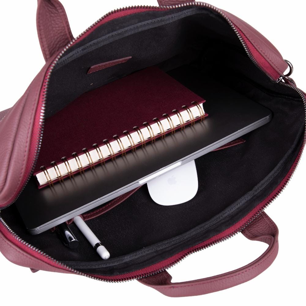 Slim Leather Laptop Bag for 13-inch Laptops, Burgundy, inside 