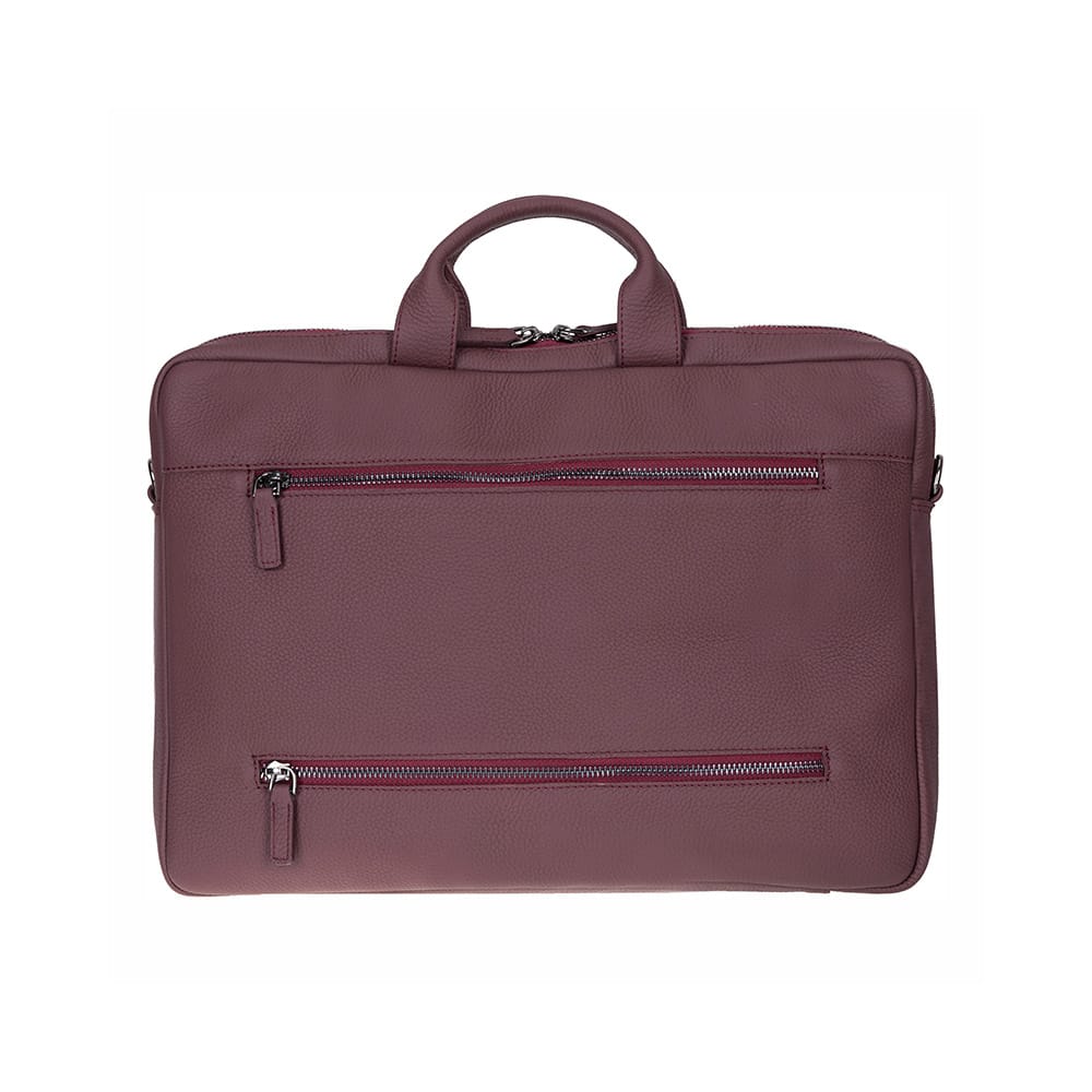 Slim Leather Laptop Bag for 15-inch Laptops, burgundy, back