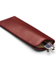 Small leather glasses case, burgundy, open