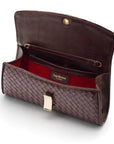Woven leather clutch bag, burgundy, inside