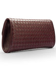 Woven leather clutch bag, burgundy, back