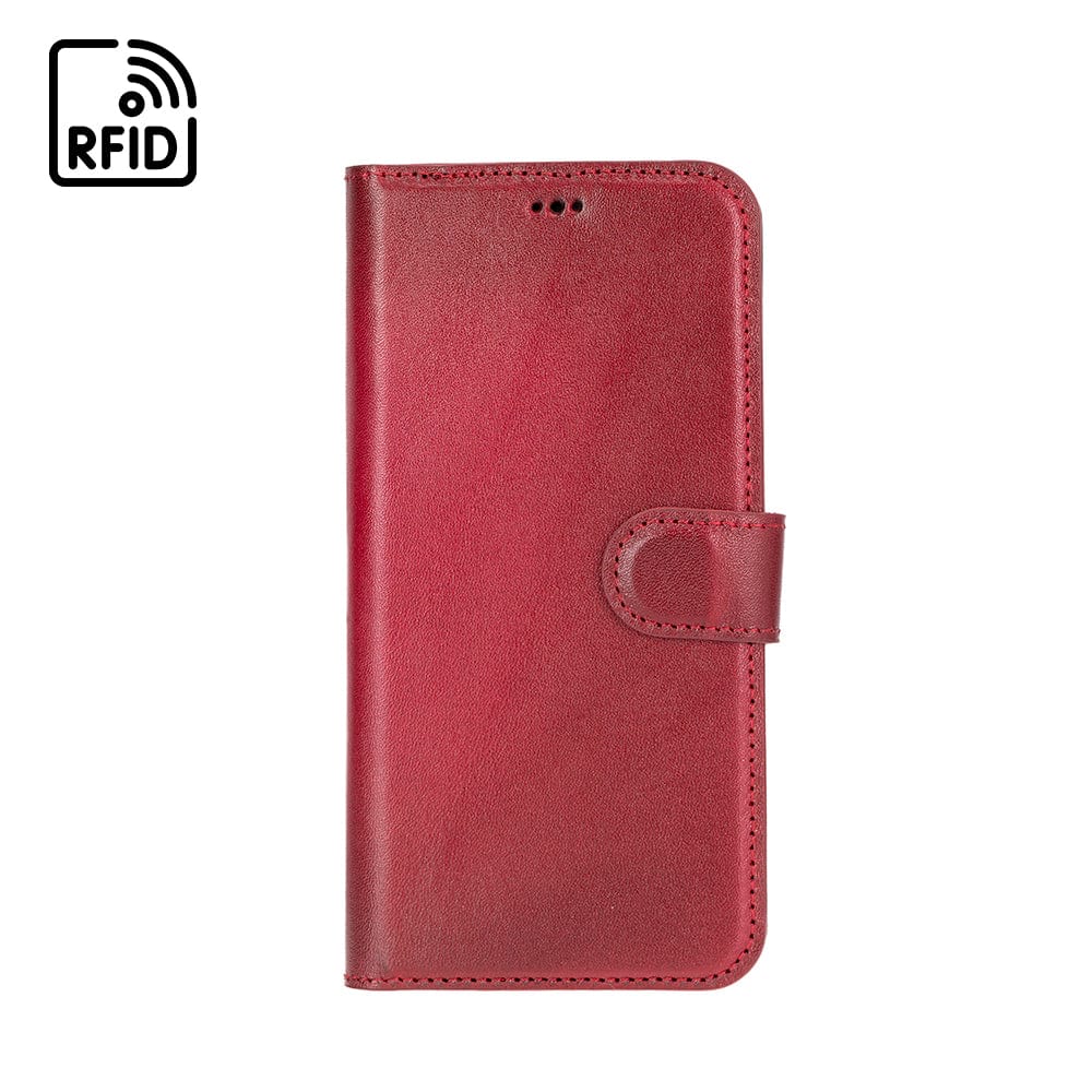 iPhone 14 Pro Max case with RFID protection, burnished red, front view