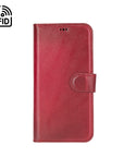 iPhone 14 Pro Max case with RFID protection, burnished red, front view