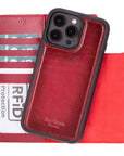 iPhone 15 Pro case in leather with RFID, burnished red