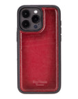 iPhone 15 Pro case in leather with RFID, burnished red, back cover