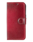 iPhone 15 Pro Max case in leather with RFID, burnished red, front