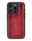 iPhone 15 Pro Max case in leather with RFID, burnished red, back cover