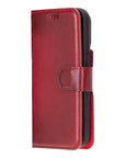 iPhone 15 Pro Max case in leather with RFID, burnished red, side