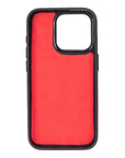 iPhone 15 Pro Max case in leather with RFID, burnished red, inside back cover