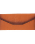 Triangular leather glasses case, burnished tan, front