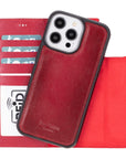 iPhone 14 Pro Max case with RFID protection, burnished red, detachable