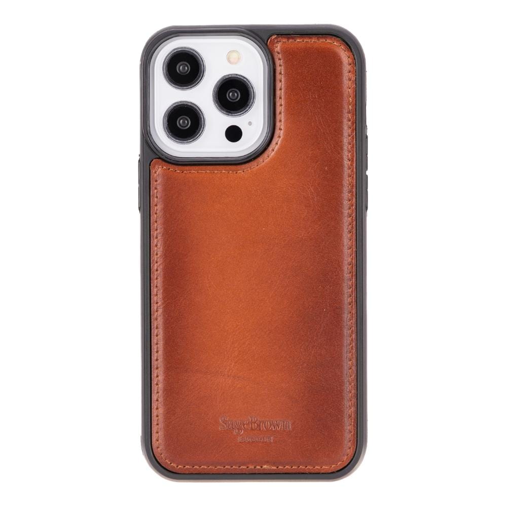 iPhone 14 Pro Max case with RFID, burnished tan, back cover