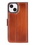 iPhone 15 case in leather with RFID - burnished tan, back