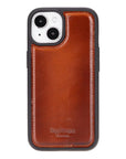 iPhone 15 case in leather with RFID - burnished tan, back cover