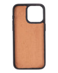 iPhone 15 Pro case in leather with RFID, burnished tan, inside back cover