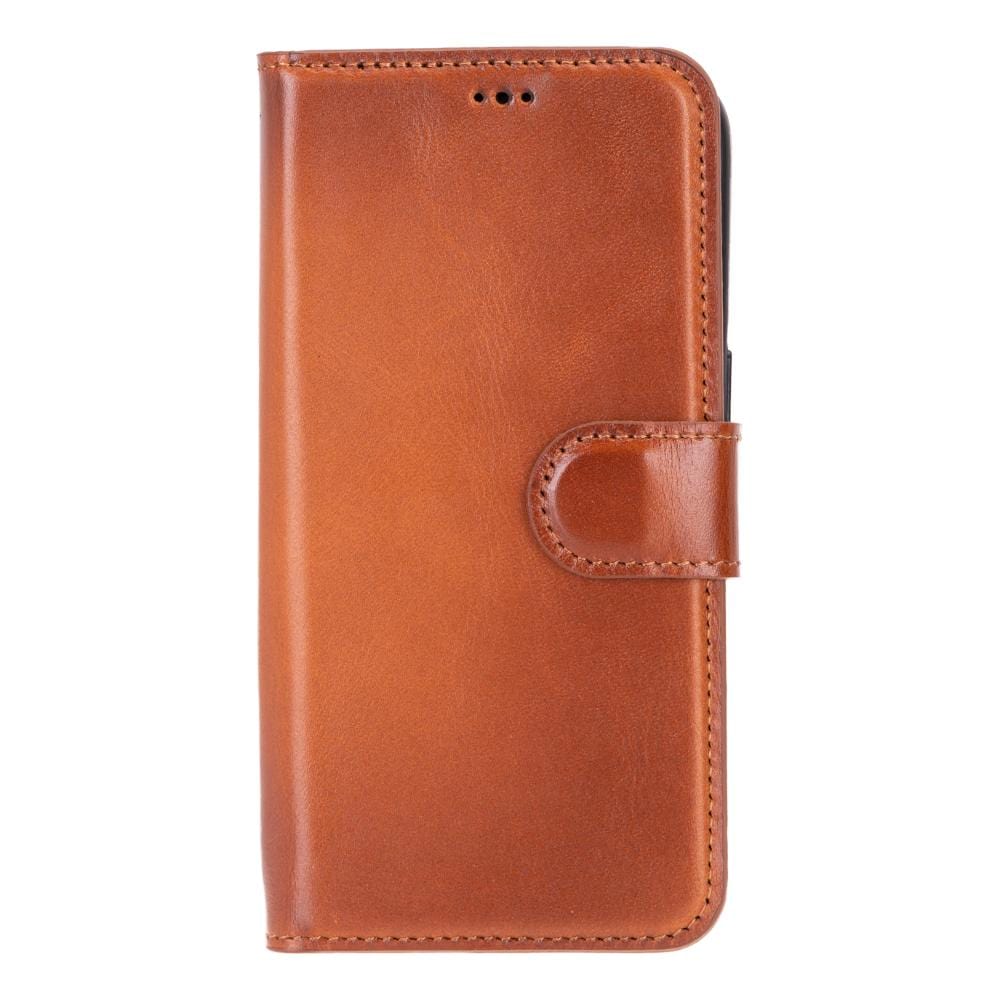 iPhone 15 Pro Max case inleather with RFID protection, burnished tan, front