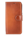 iPhone 15 Pro Max case in leather with RFID protection, burnished tan, front