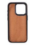 iPhone 15 Pro Max case in leather with RFID protection, burnished tan, inside back cover