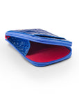 Leather card case with zip, cobalt croc, inside