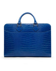 Leather Trinity 13" laptop briefcase, cobalt croc, front