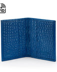 Premium Slim RFID Leather Credit Card Wallet , Cobalt Croc Effect, inside